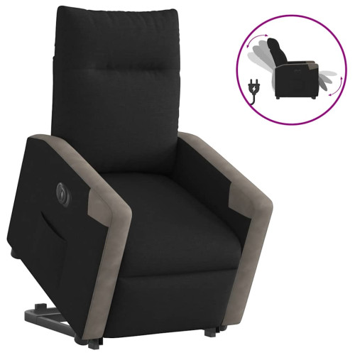 vidaXL Elektrisk reclinerfåtölj med uppresningshjälp svart tyg