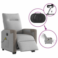 Produktbild för Elektrisk massagefåtölj med uppresningshjälp molngrå tyg