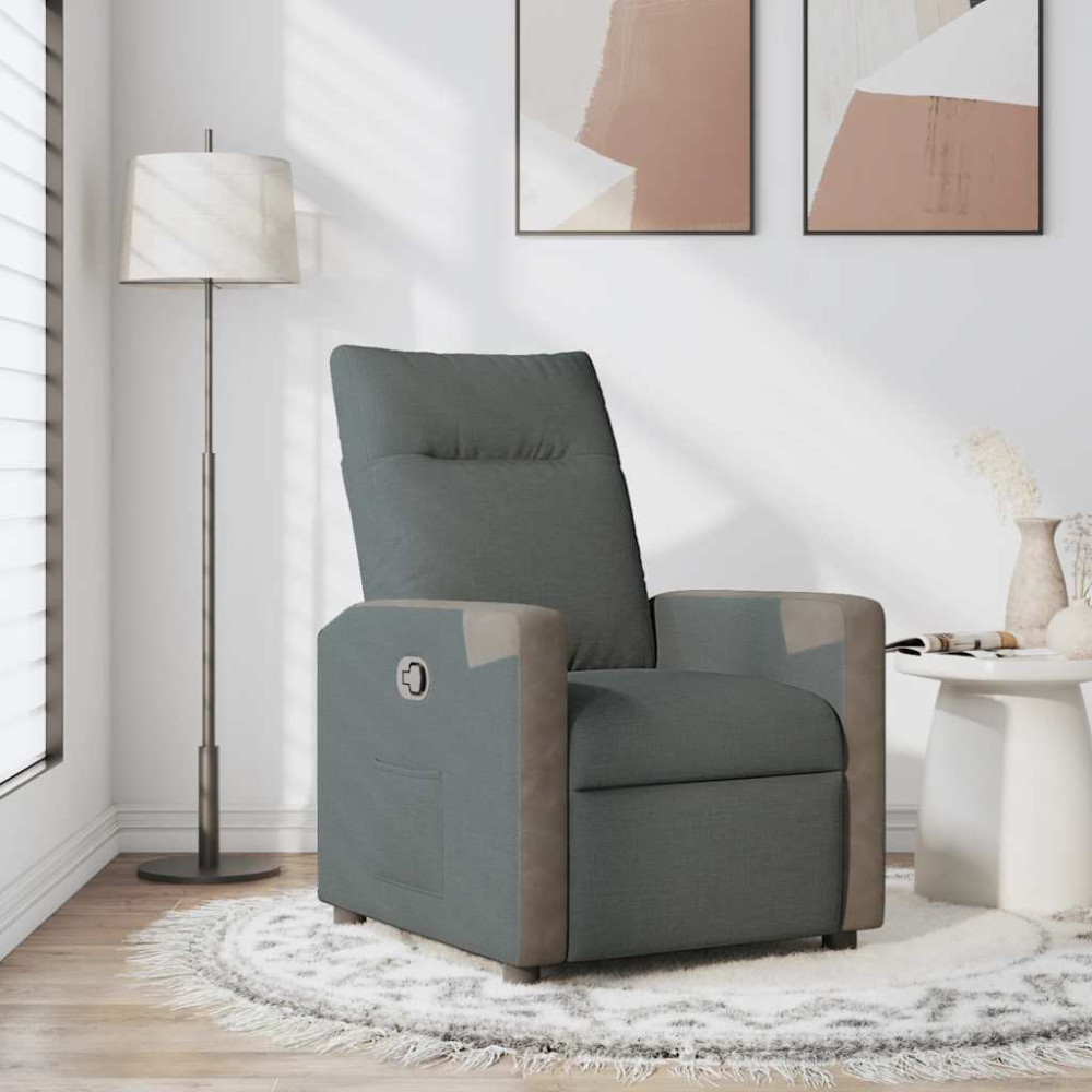Produktbild för Reclinerfåtölj mörkgrå tyg