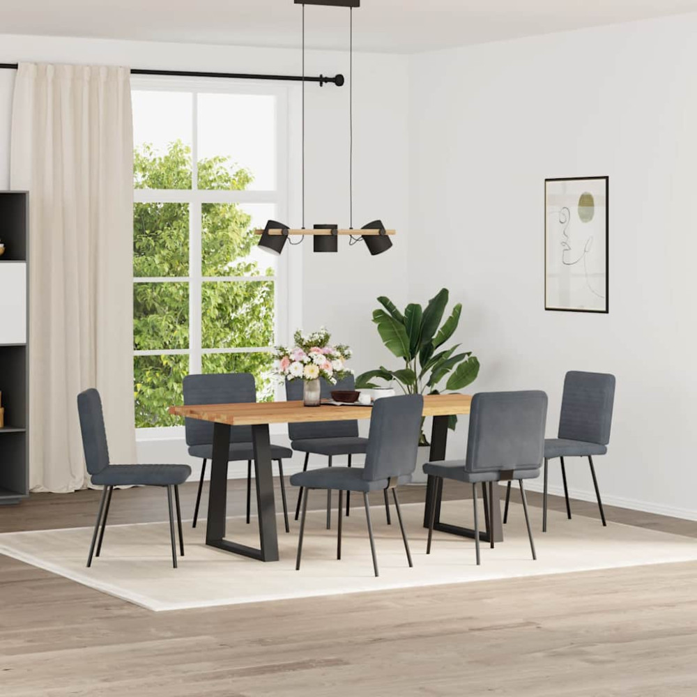 Produktbild för Matstolar 6 st mörkgrå sammet