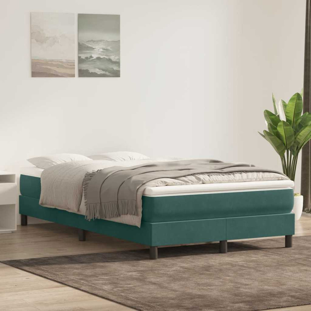Produktbild för Resårsäng utan madrass mörkgrön 120x220 cm sammet