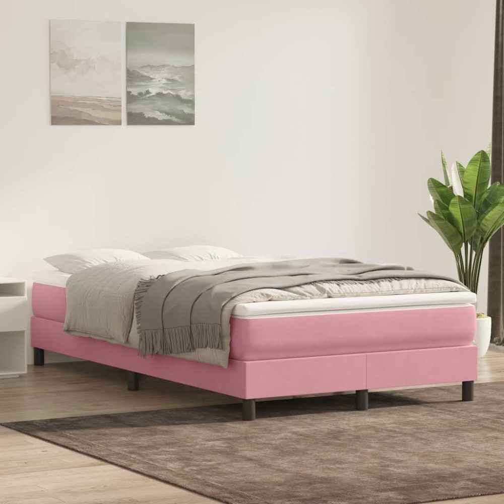 Produktbild för Resårsäng utan madrass rosa 120x220 cm sammet