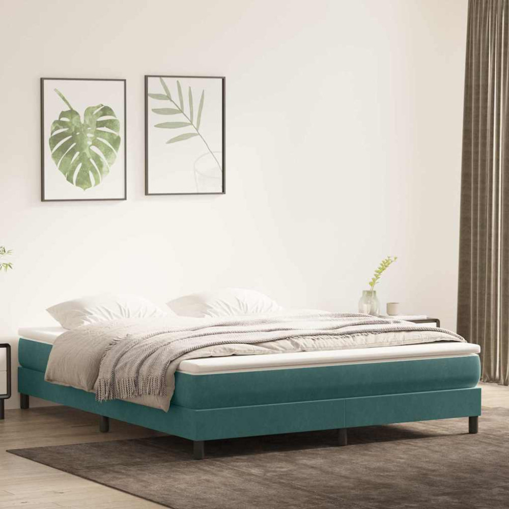 Produktbild för Resårsäng utan madrass mörkgrön 180x220 cm sammet