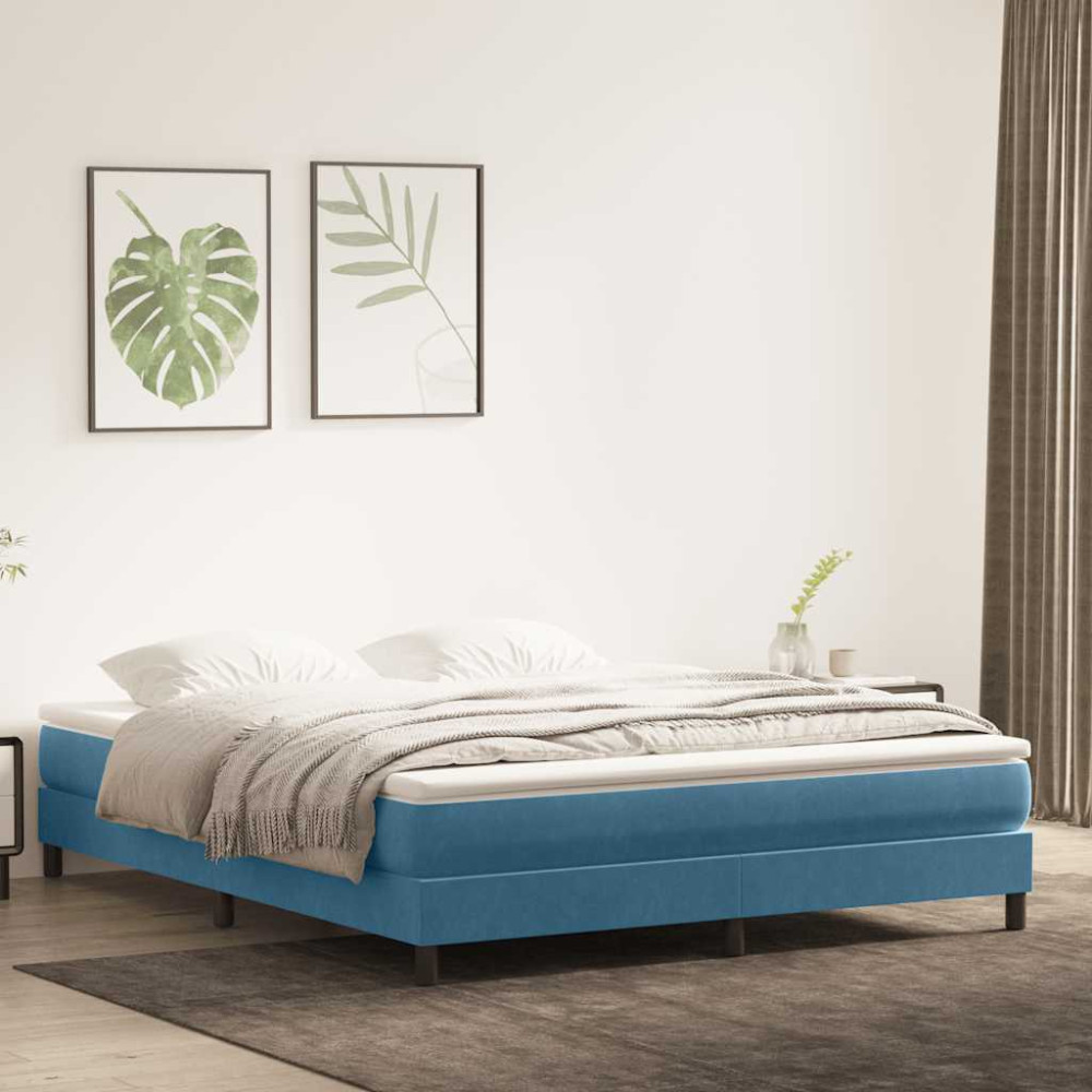 Produktbild för Resårsäng utan madrass mörkblå 180x220 cm sammet