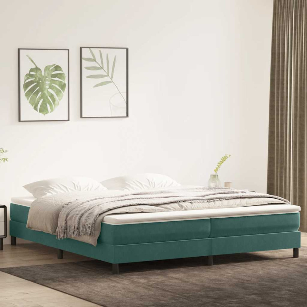 Produktbild för Resårsäng utan madrass mörkgrön 200x220 cm sammet
