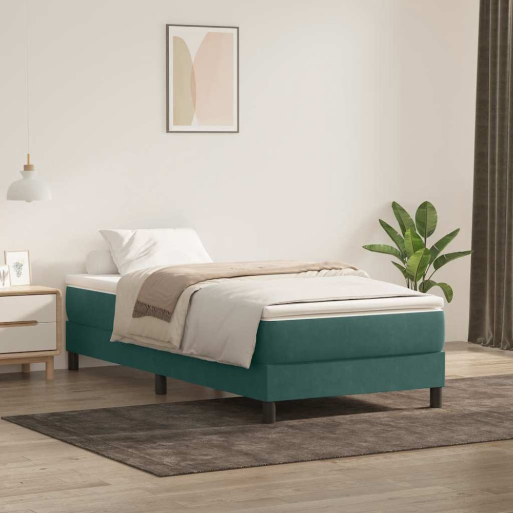 Produktbild för Ramsäng med madrass mörkgrön 80x220 cm sammet