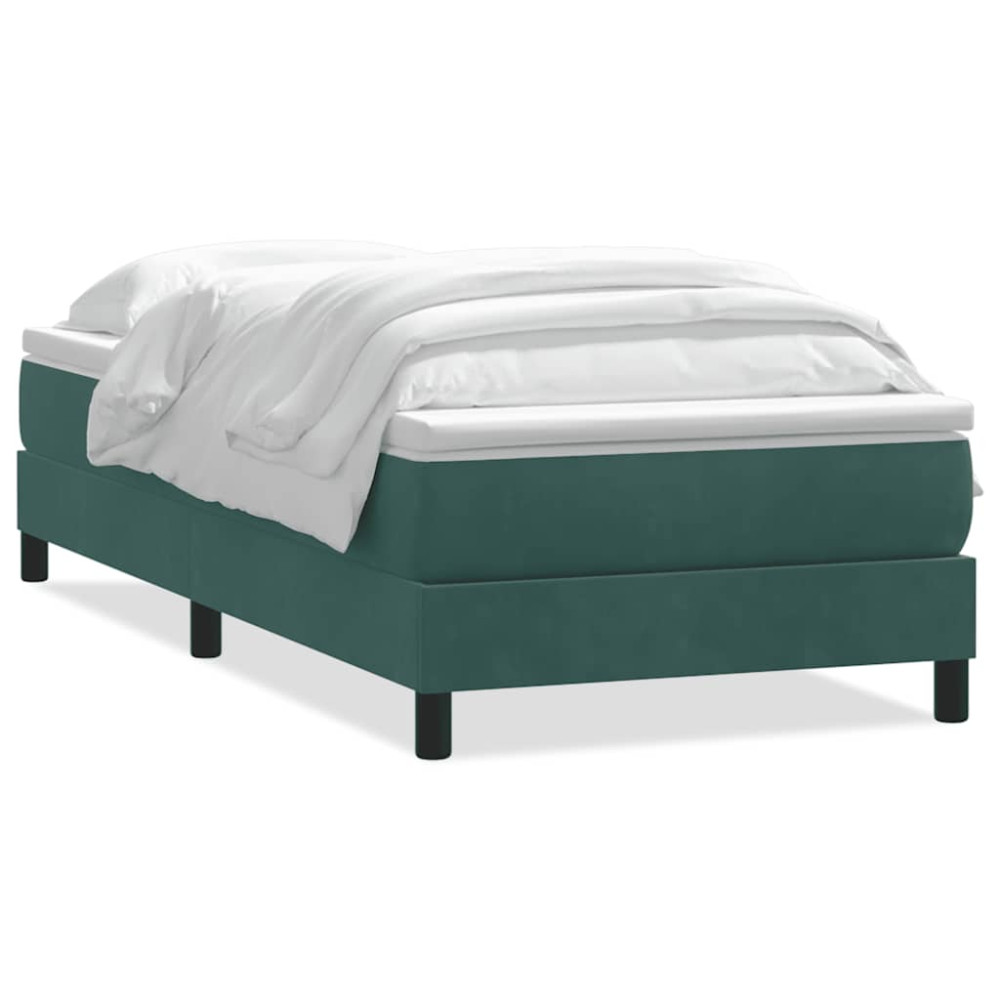 Produktbild för Ramsäng med madrass mörkgrön 80x220 cm sammet
