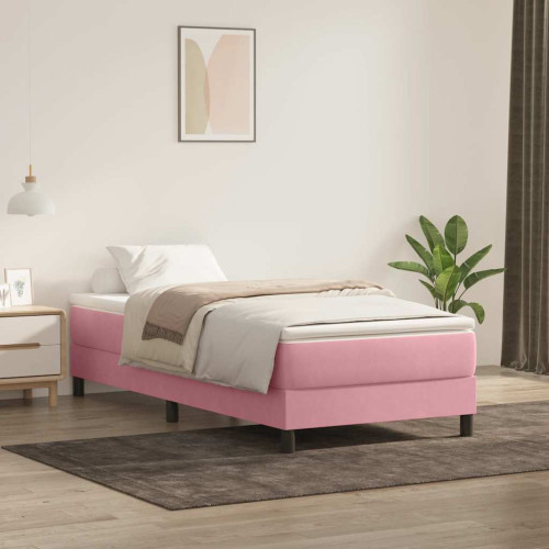 vidaXL Ramsäng med madrass rosa 80x220 cm sammet