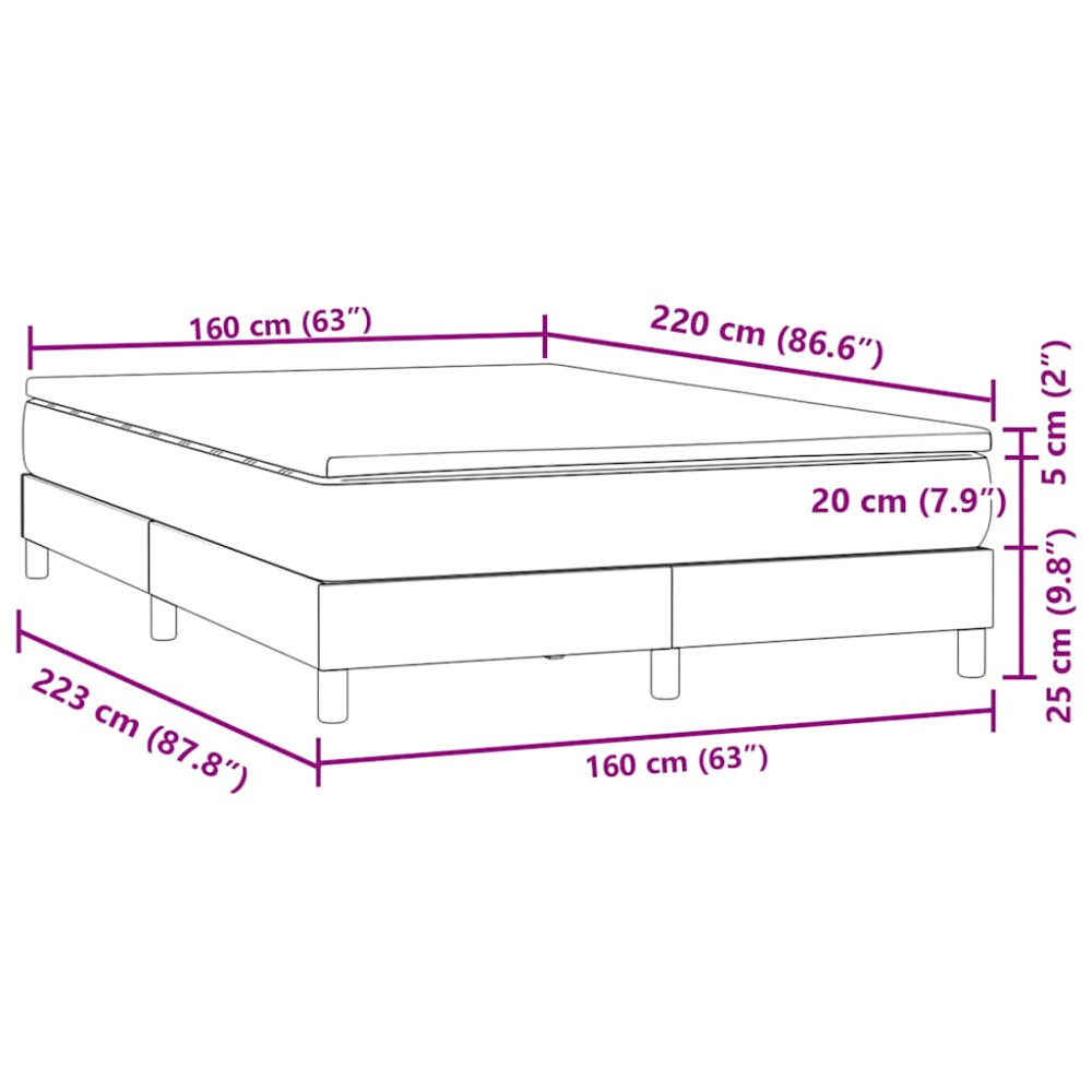 Produktbild för Ramsäng med madrass rosa 160x220 cm sammet