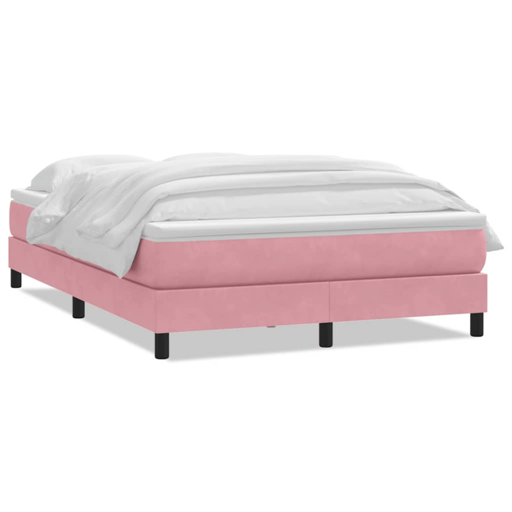 Produktbild för Ramsäng med madrass rosa 160x220 cm sammet