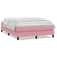 Produktbild för Ramsäng med madrass rosa 160x220 cm sammet