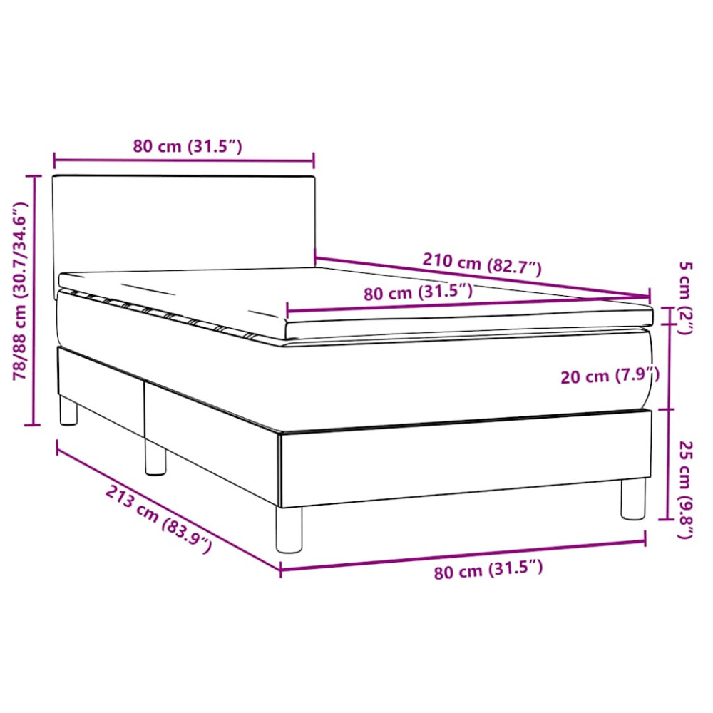 Produktbild för Ramsäng med madrass ljusgrå 80x210 cm sammet