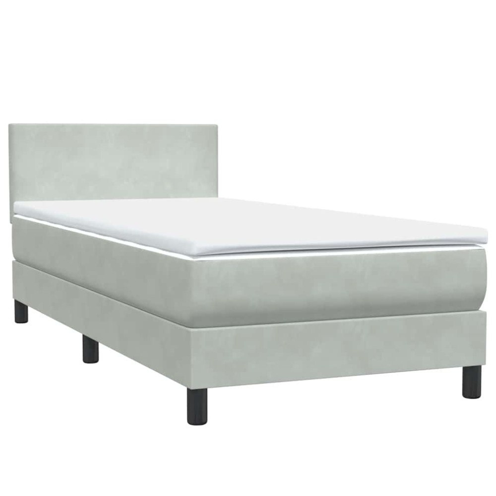 Produktbild för Ramsäng med madrass ljusgrå 80x210 cm sammet