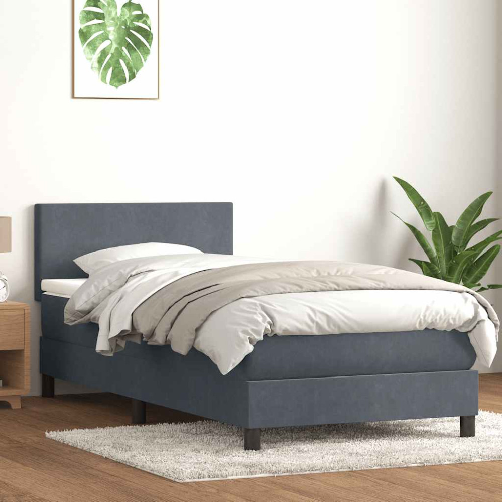 Produktbild för Ramsäng med madrass mörkgrå 80x210 cm sammet