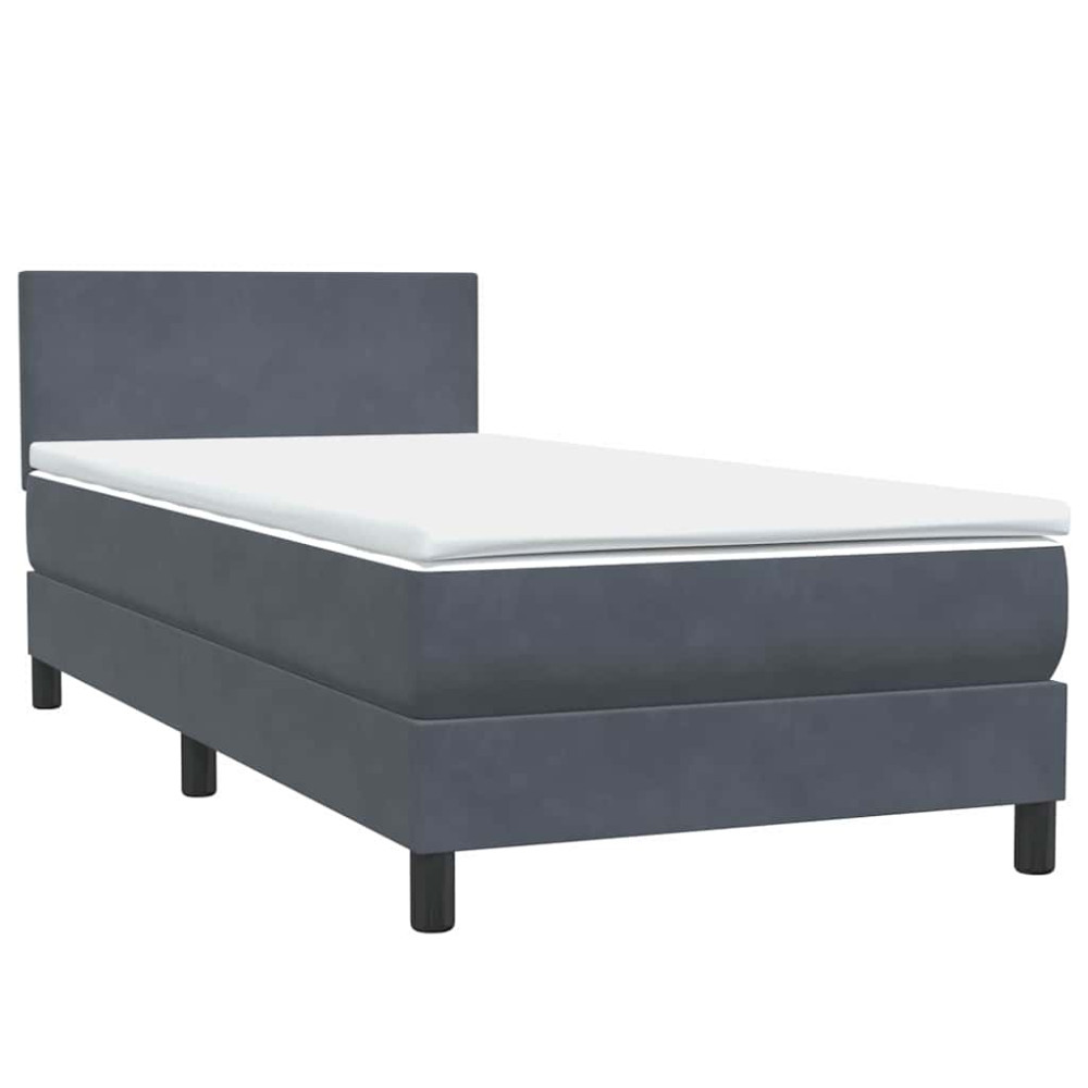 Produktbild för Ramsäng med madrass mörkgrå 80x210 cm sammet