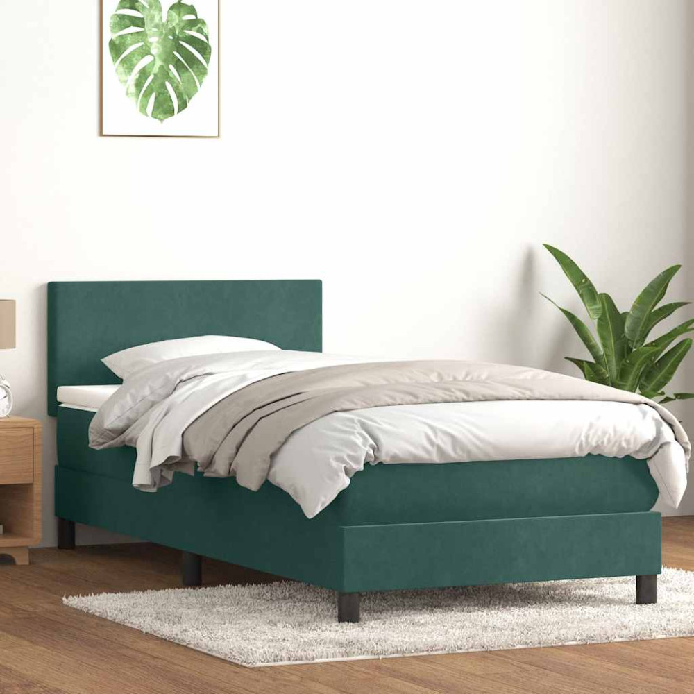 Produktbild för Ramsäng med madrass mörkgrön 80x220 cm sammet