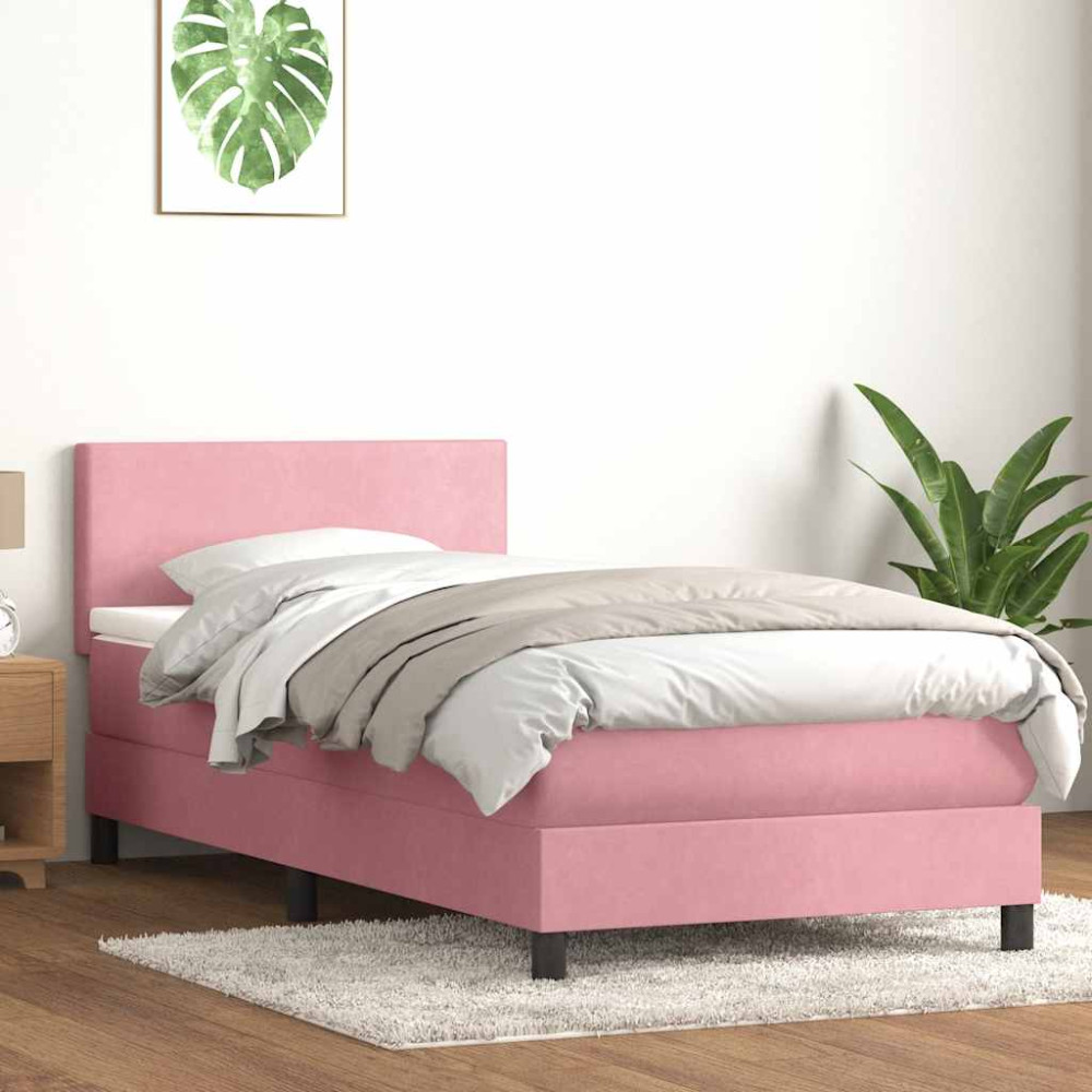 Produktbild för Ramsäng med madrass rosa 80x220 cm sammet