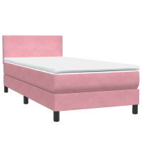 Produktbild för Ramsäng med madrass rosa 80x220 cm sammet