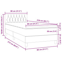 Produktbild för Ramsäng med madrass ljusgrå 80x210 cm sammet