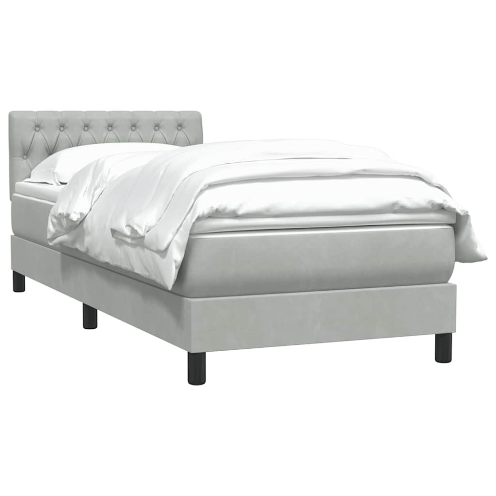 Produktbild för Ramsäng med madrass ljusgrå 80x210 cm sammet