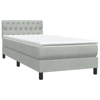 Produktbild för Ramsäng med madrass ljusgrå 80x210 cm sammet