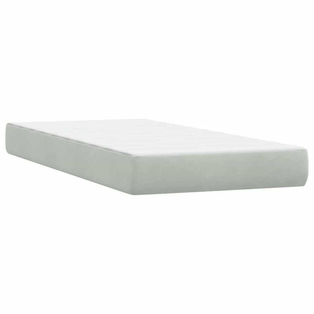Produktbild för Ramsäng med madrass ljusgrå 80x210 cm sammet