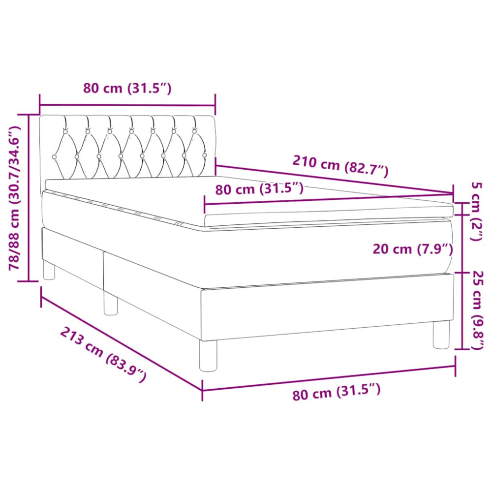 Produktbild för Ramsäng med madrass mörkgrå 80x210 cm sammet