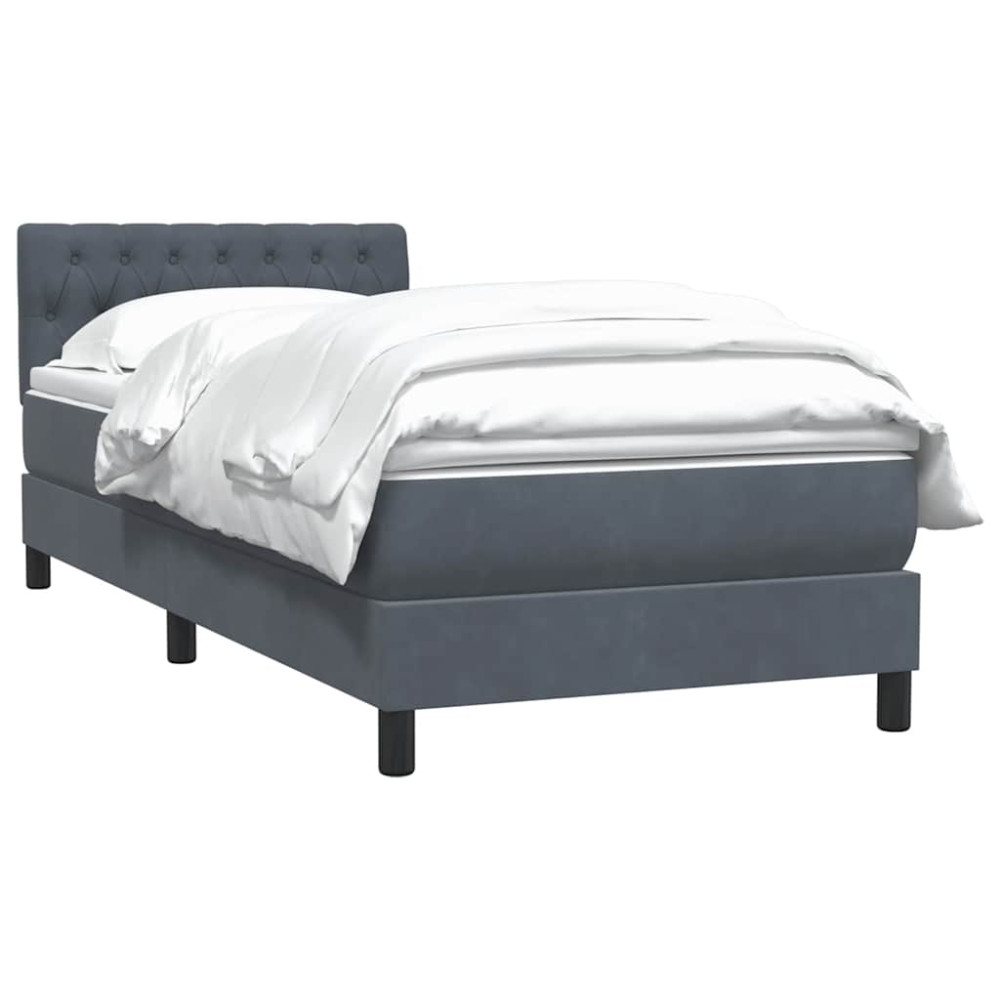Produktbild för Ramsäng med madrass mörkgrå 80x210 cm sammet