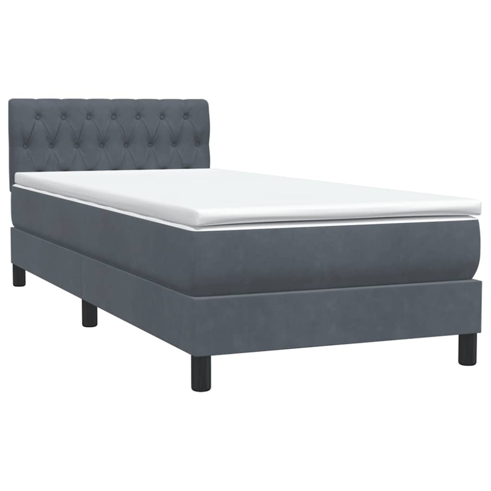 Produktbild för Ramsäng med madrass mörkgrå 80x210 cm sammet