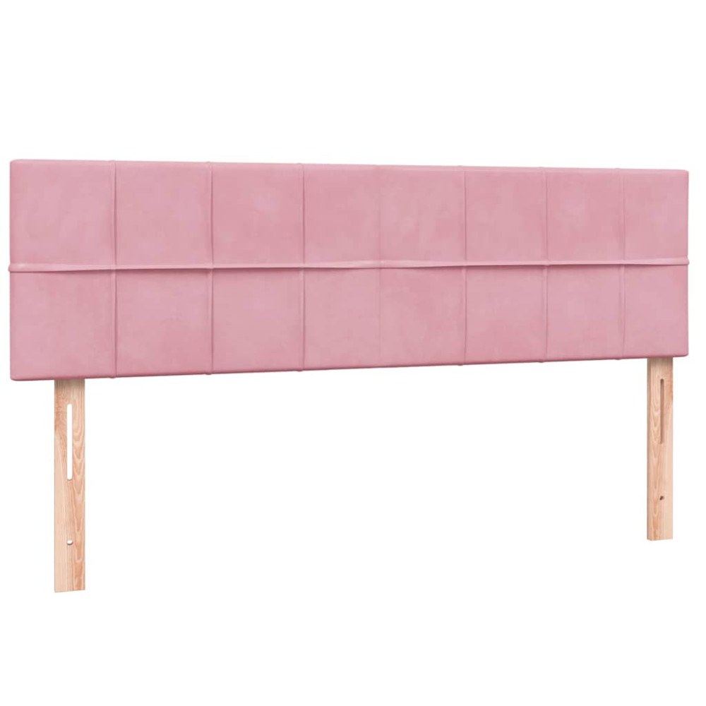 Produktbild för Resårsäng med madrass och LED rosa 160x220 cm sammet