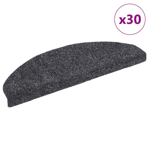 vidaXL Trappmattor självhäftande 30 st 65x21x4 cm mörkgrå halvrunda stora