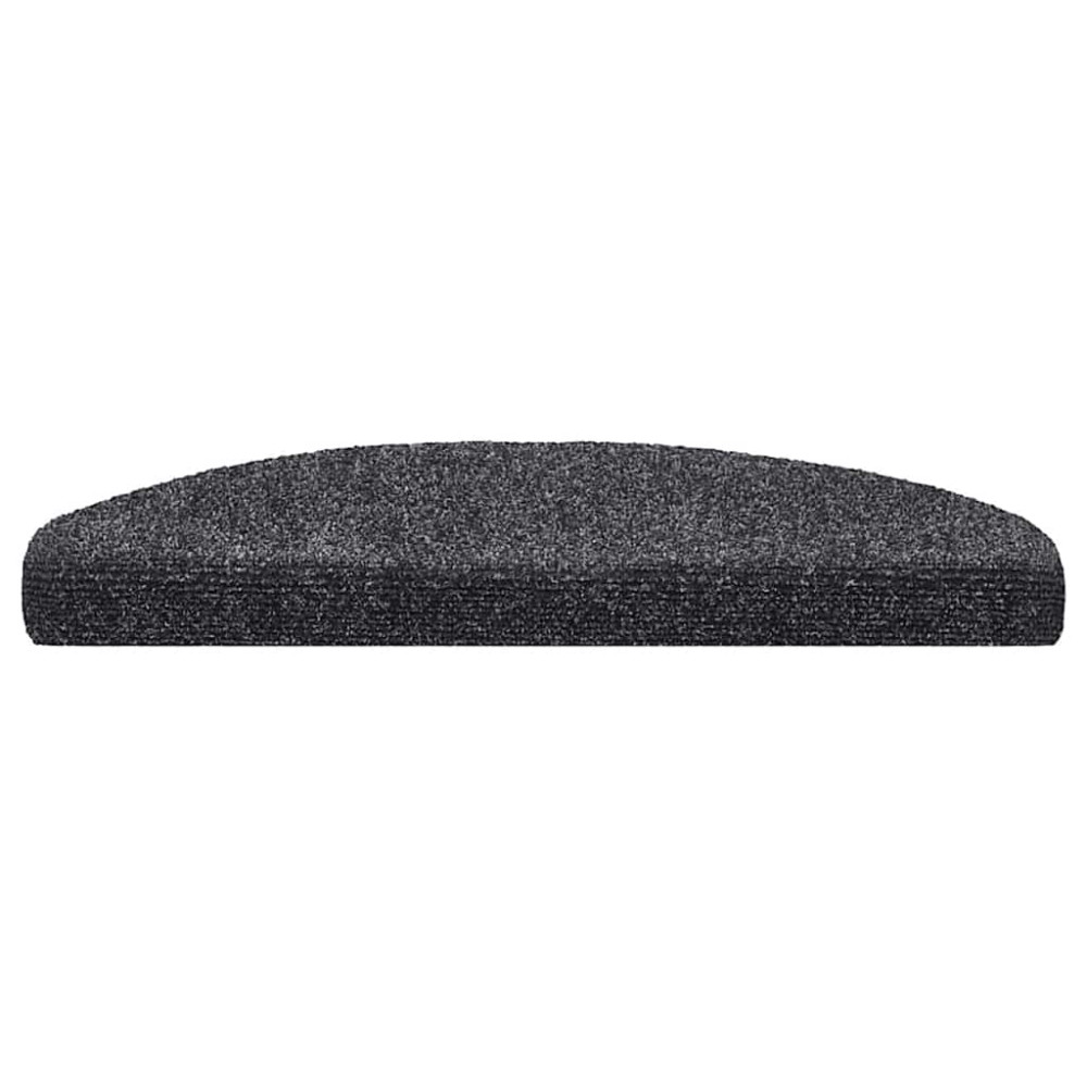 Produktbild för Trappmattor självhäftande 30 st 65x21x4 cm mörkgrå halvrunda stora