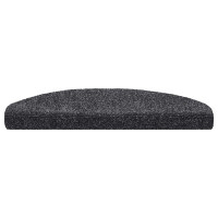 Produktbild för Trappmattor självhäftande 30 st 65x21x4 cm mörkgrå halvrunda stora