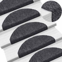 Produktbild för Trappmattor självhäftande 30 st 65x21x4 cm mörkgrå halvrunda stora
