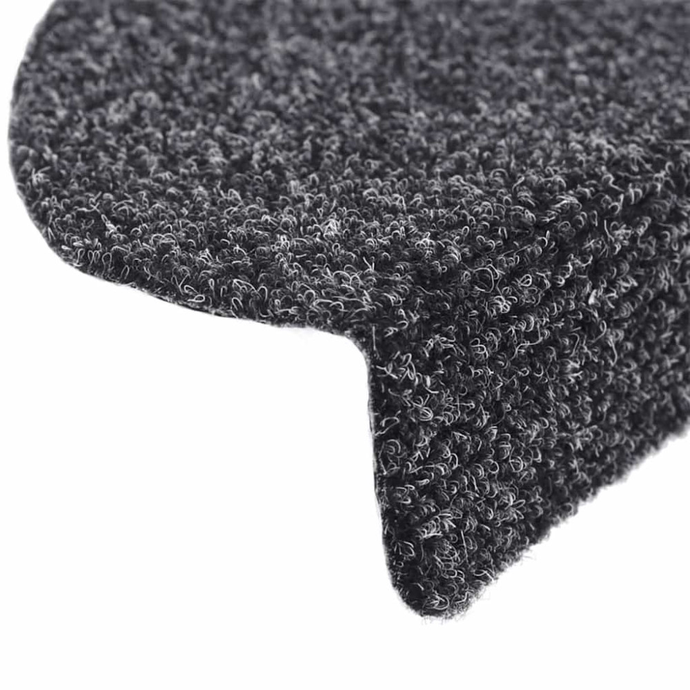 Produktbild för Trappmattor självhäftande 30 st 65x21x4 cm mörkgrå halvrunda stora