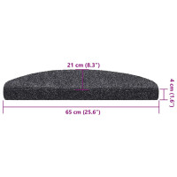 Produktbild för Trappmattor självhäftande 30 st 65x21x4 cm mörkgrå halvrunda stora