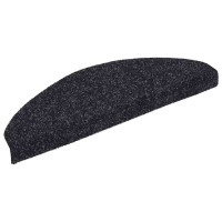 Produktbild för Trappmattor självhäftande 30 st 65x21x4 cm svarta halvrunda stora