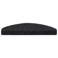 Produktbild för Trappmattor självhäftande 30 st 65x21x4 cm svarta halvrunda stora