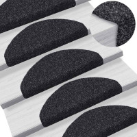 Produktbild för Trappmattor självhäftande 30 st 65x21x4 cm svarta halvrunda stora