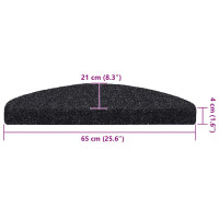 Produktbild för Trappmattor självhäftande 30 st 65x21x4 cm svarta halvrunda stora