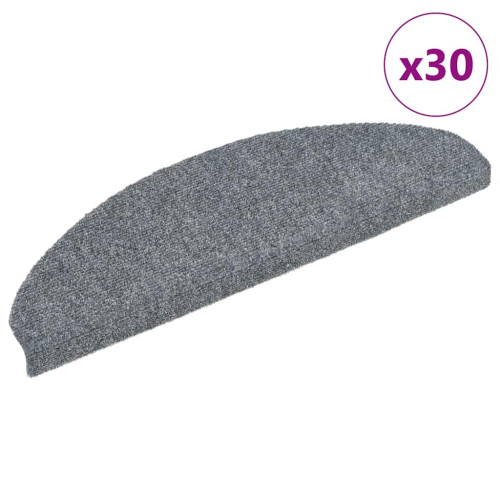 vidaXL Trappmattor självhäftande 30 st 65x21x4 cm ljusgrå halvrunda stora