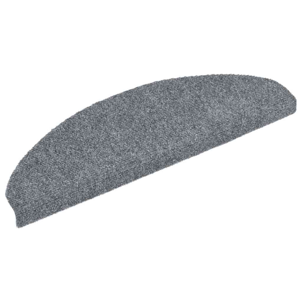 Produktbild för Trappmattor självhäftande 30 st 65x21x4 cm ljusgrå halvrunda stora