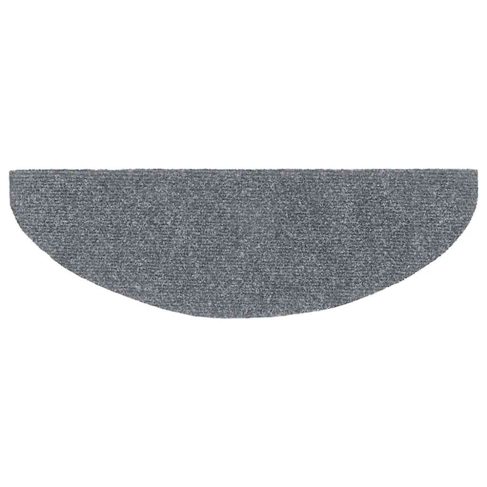 Produktbild för Trappmattor självhäftande 30 st 65x21x4 cm ljusgrå halvrunda stora