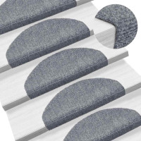 Produktbild för Trappmattor självhäftande 30 st 65x21x4 cm ljusgrå halvrunda stora