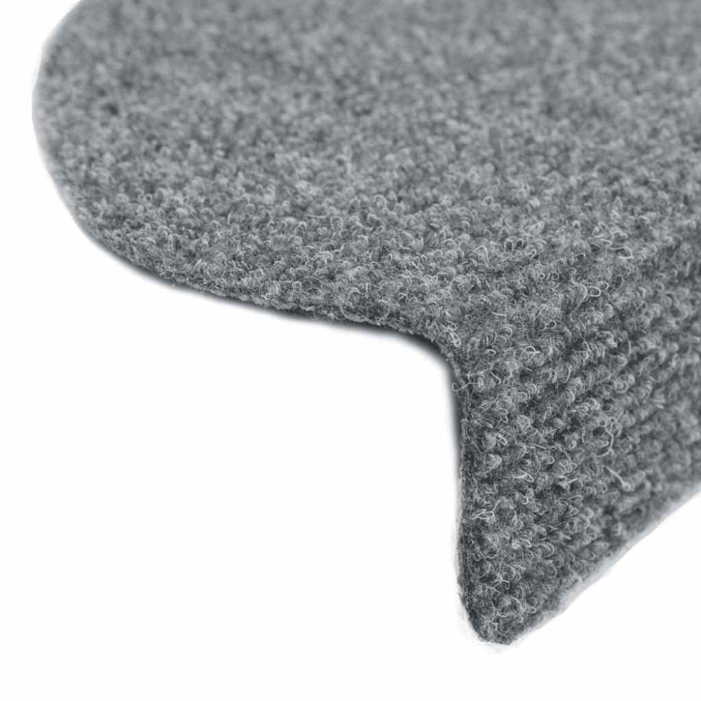 Produktbild för Trappmattor självhäftande 30 st 65x21x4 cm ljusgrå halvrunda stora