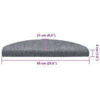 Produktbild för Trappmattor självhäftande 30 st 65x21x4 cm ljusgrå halvrunda stora