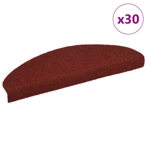 vidaXL Trappmattor självhäftande 30 st 65x21x4 cm bordeauxröd halvrunda stora