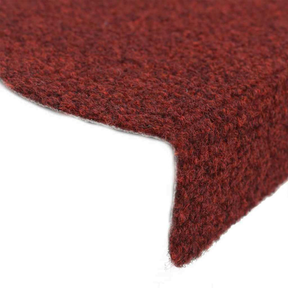 Produktbild för Trappmattor självhäftande 30 st 65x21x4 cm bordeauxröd halvrunda stora