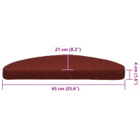 Produktbild för Trappmattor självhäftande 30 st 65x21x4 cm bordeauxröd halvrunda stora