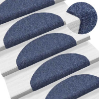 Produktbild för Trappmattor självhäftande 30 st 65x21x4 cm blå halvrunda stora